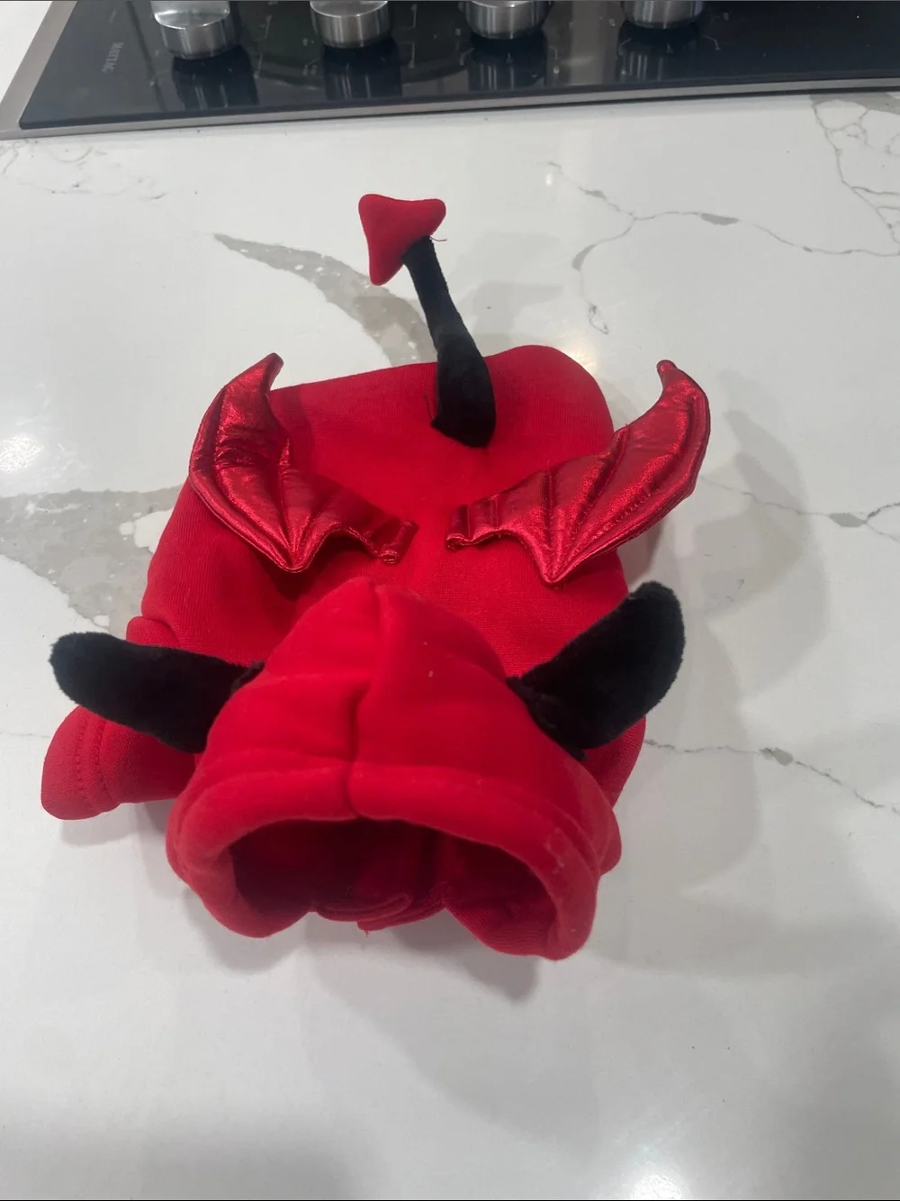 Red Devil Dog Hoodie Costume with Wings and Tail